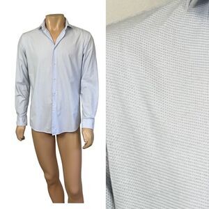 ZARA light blue point dots long sleeves slim fit buttons down shirt L